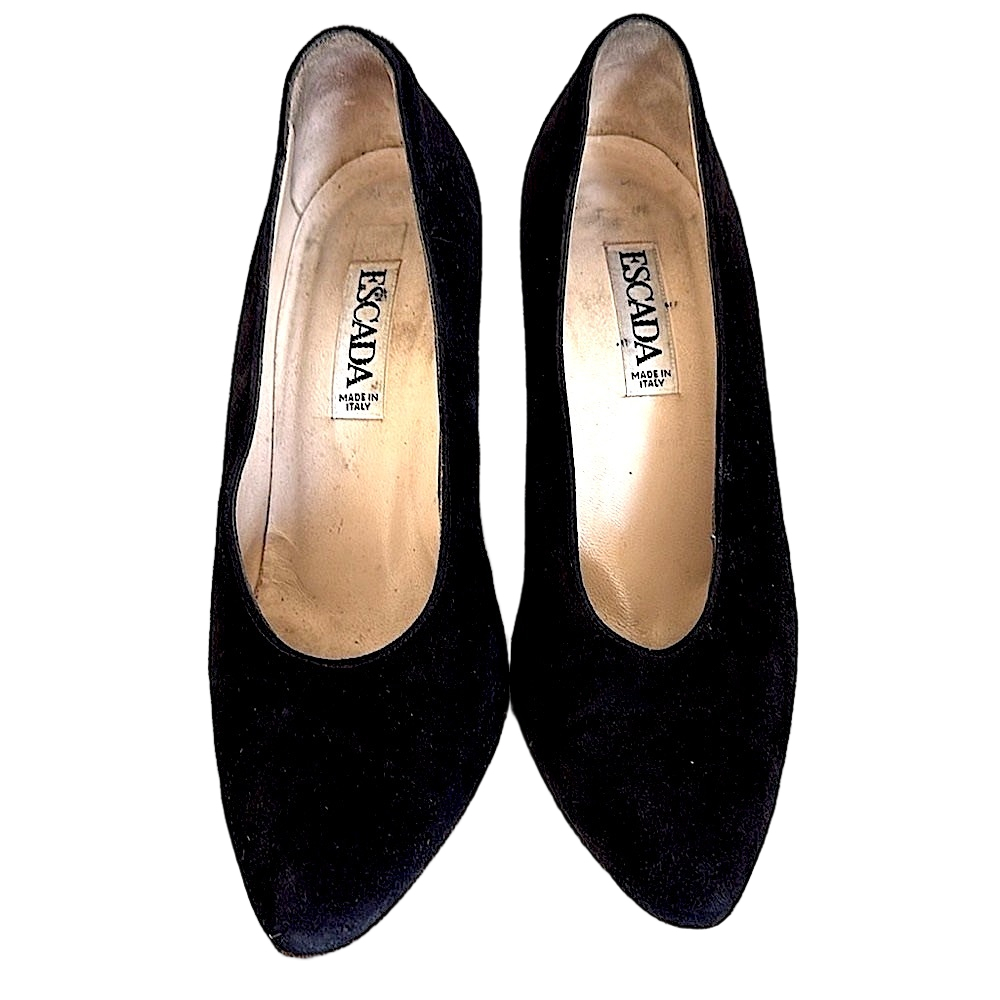 Escada Black Suede Leather Pumps Size 6 Italy